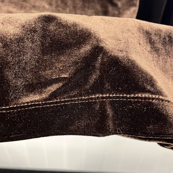 Dialogue QVC Style Womens Pant Set S Dark Brown Pullover Top Pull-Up Pant Velour - Picture 9 of 14
